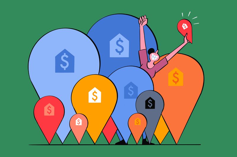 Cartoon of woman happily holding a dollar sign.