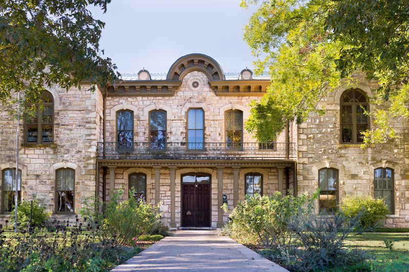 Public library in Fredericksburg, Texas with limestone veneer.