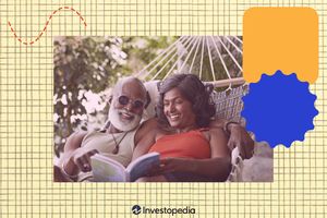 Two people relaxing in a hammock one is reading a book while the other smiles and leans against them