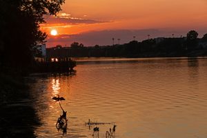 Savannah River in Augusta during sunset.